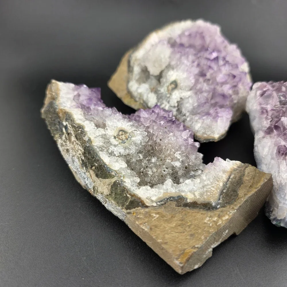 Natural Amethyst Crystal Cluster Lot 3 Piece Raw Purple Druzy Geode‎ Specimens